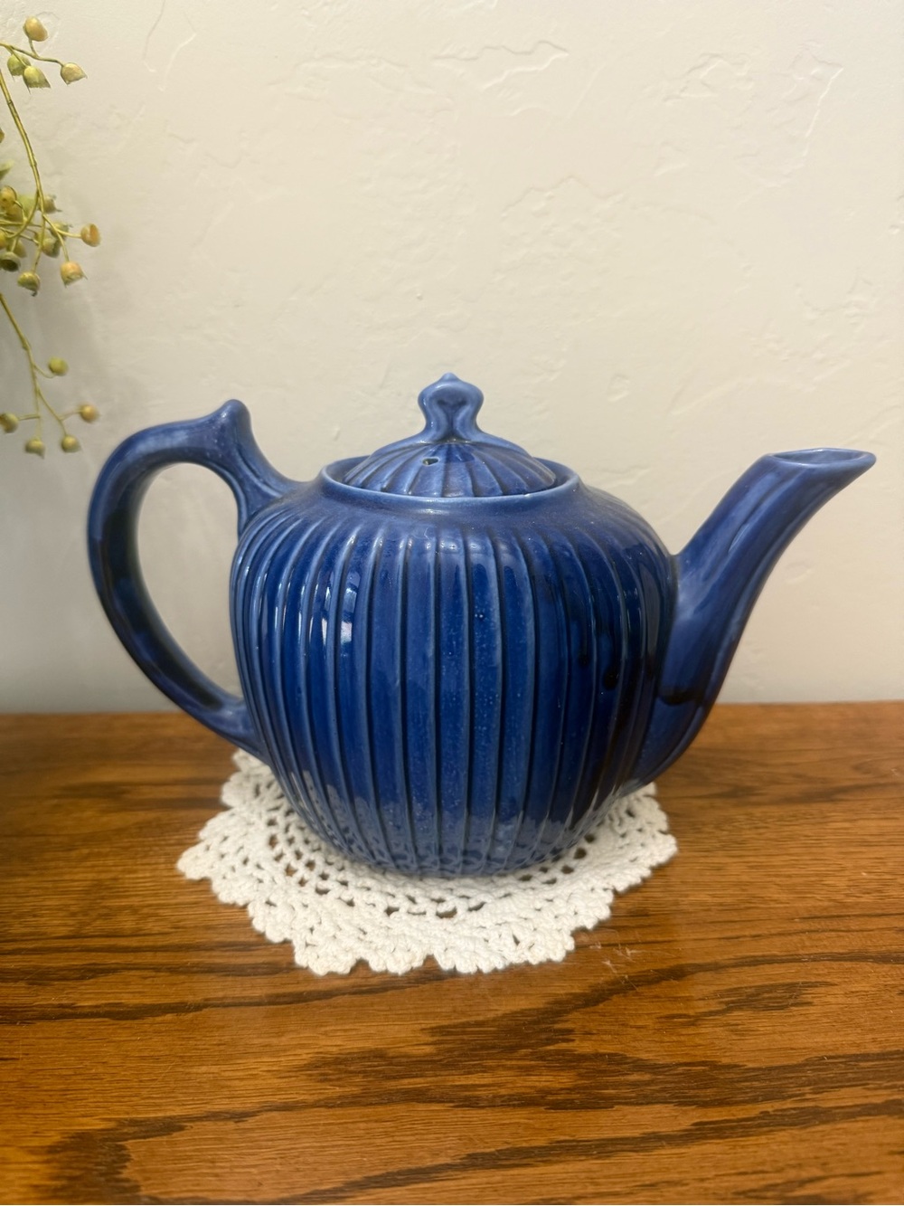 Vintage Fraunfelter Cobalt Blue China Teapot